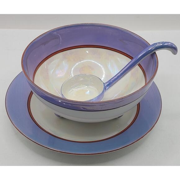 Vintage Noritake M Lusterware Footed‎ Soup Bowl Ladle and Saucer Pattern N N3008 - Picture 1 of 16